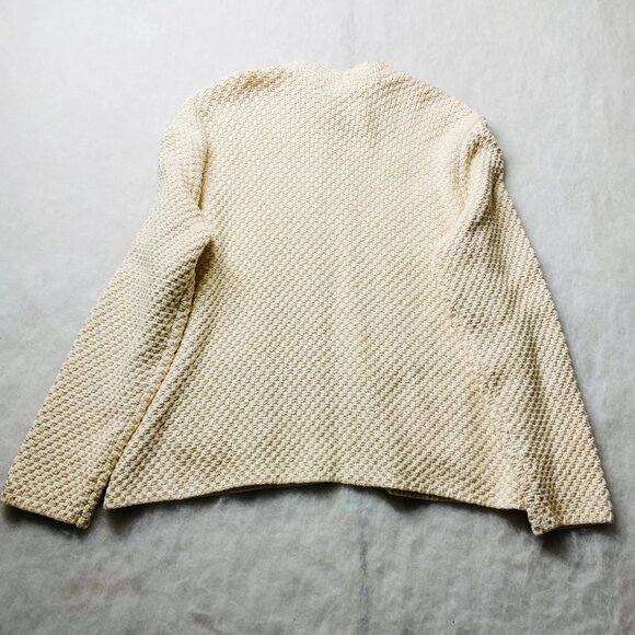 Orvis Womens Cream Textured Knit Open Front Pocket Cardigan Sweater Size XL - Picture 2 of 8